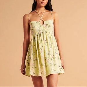 NWT Abercrombie Strappy Flirty Mini Dress Green Floral